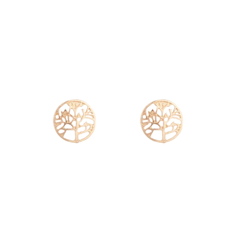 Long Dangle Earrings-Gold Tree Of Life Stud Earrings