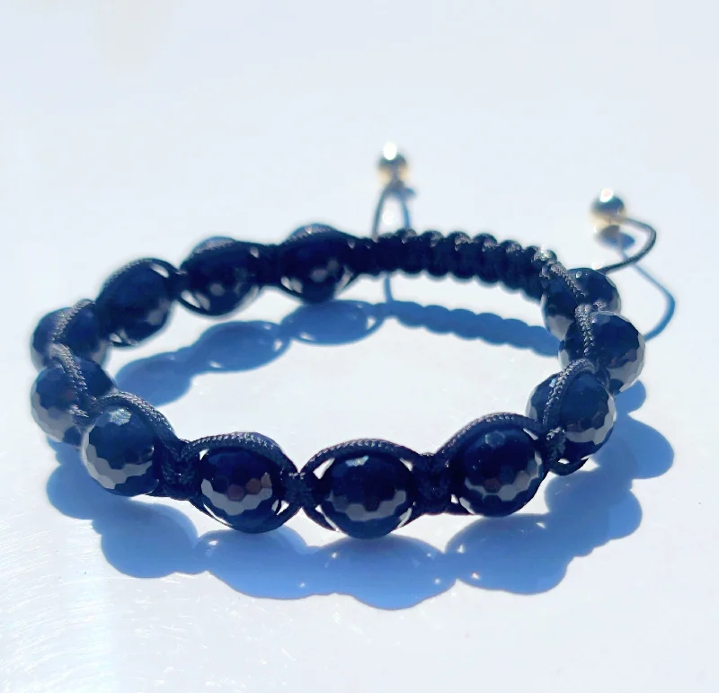 Stackable Charm Bracelet-Onyx Macrame 14kt Gold Bracelet