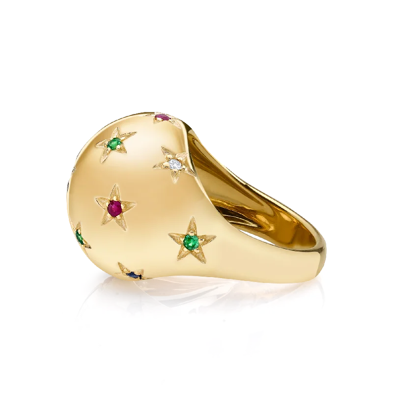 Star Bombe Ring - Tri Color / 14k Yellow Gold