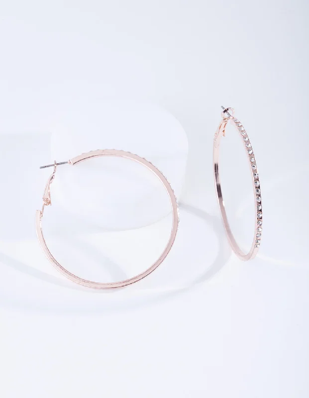 Oval Dangle Earrings-Rose Gold Small Diamond Hoop Earrings