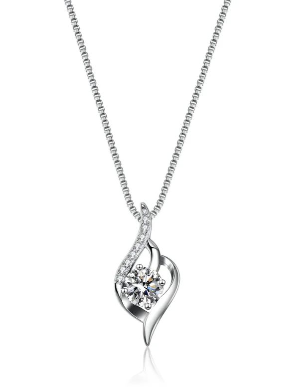 Cute Silver Heart Necklace-Pendant Necklace | S925 | Moissanite