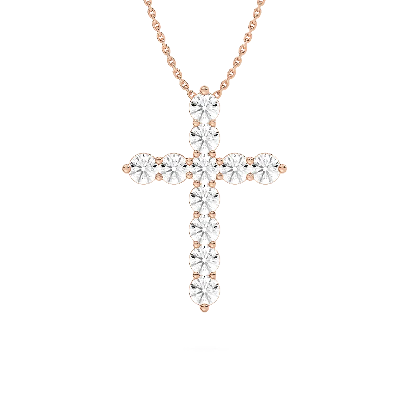 Unique Gold Necklace-Round Diamond Cross Necklace