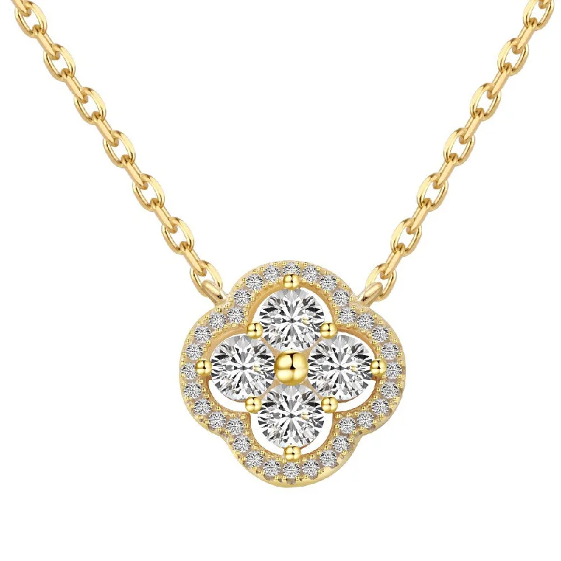 Elegant Beaded Necklace-Clover Halo Necklace | S925 | CZ