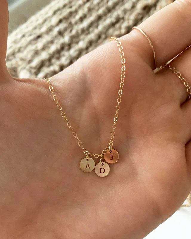 Long Heart Pendant Necklace-Multi Letter Coin Necklace  - 14k Yellow Gold Fill