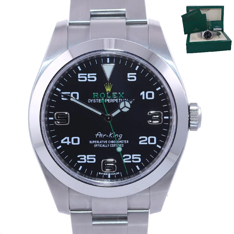 Luxury Quartz Watch-2022 PAPERS BRAND NEW Rolex Air-King 116900 Green Arabic 40mm Steel Watch Box