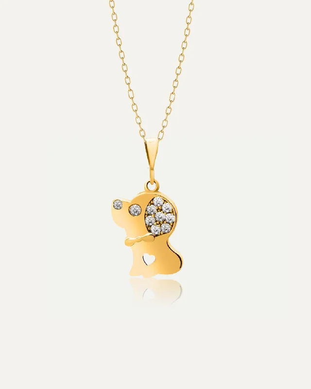 Minimalist Necklace-18k Gold Kids Little Puppy Necklace