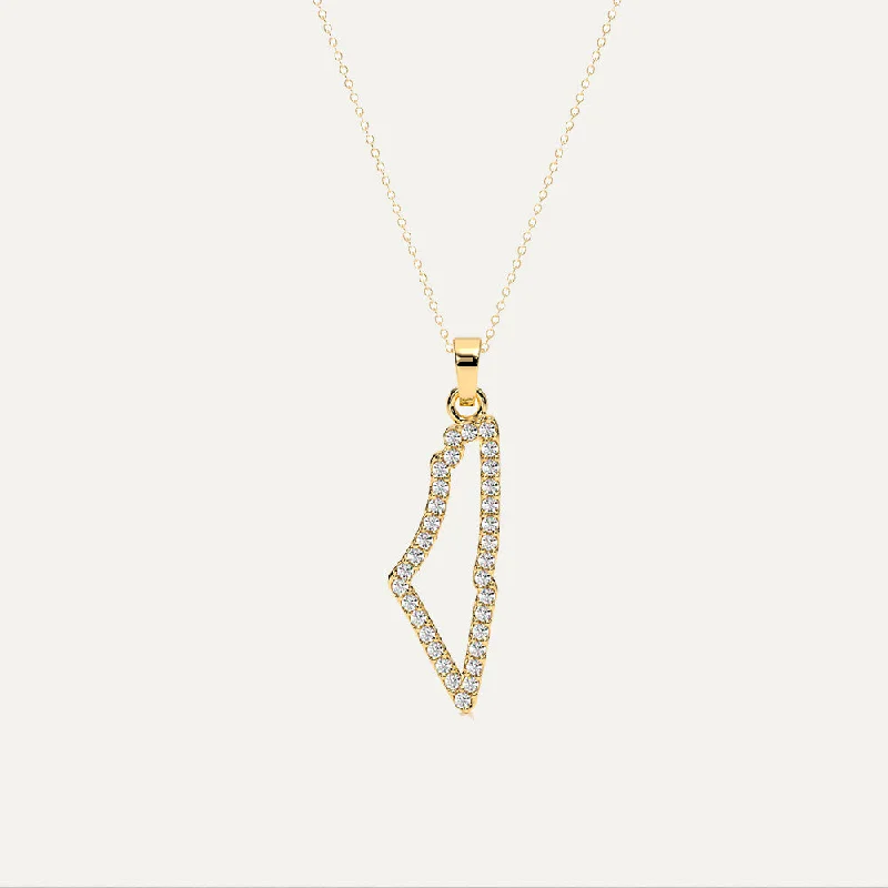 Pearl Necklace for Wedding-Palestine Map Diamond Necklace