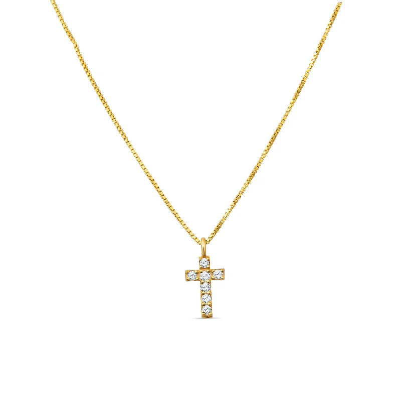 Elegant Heart Pendant Necklace-14K Dainty Diamond Cross Necklace