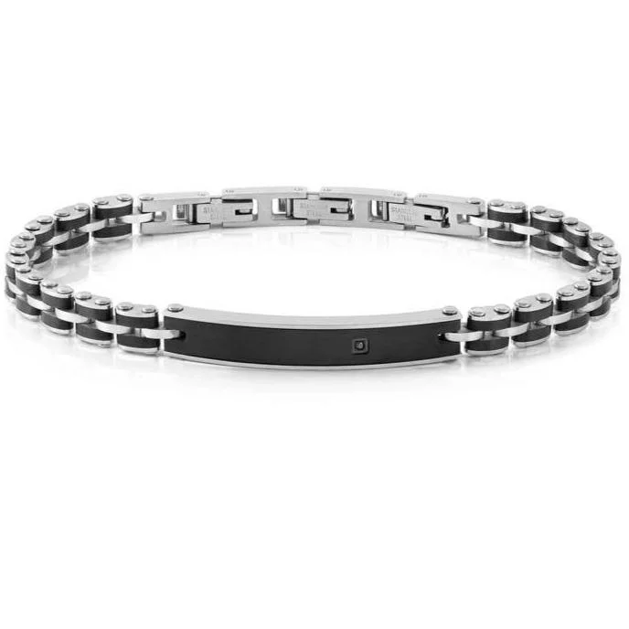 Sterling Silver Friendship Bracelet-Nomination Stainless Steel Black PVD Diamond Bracelet