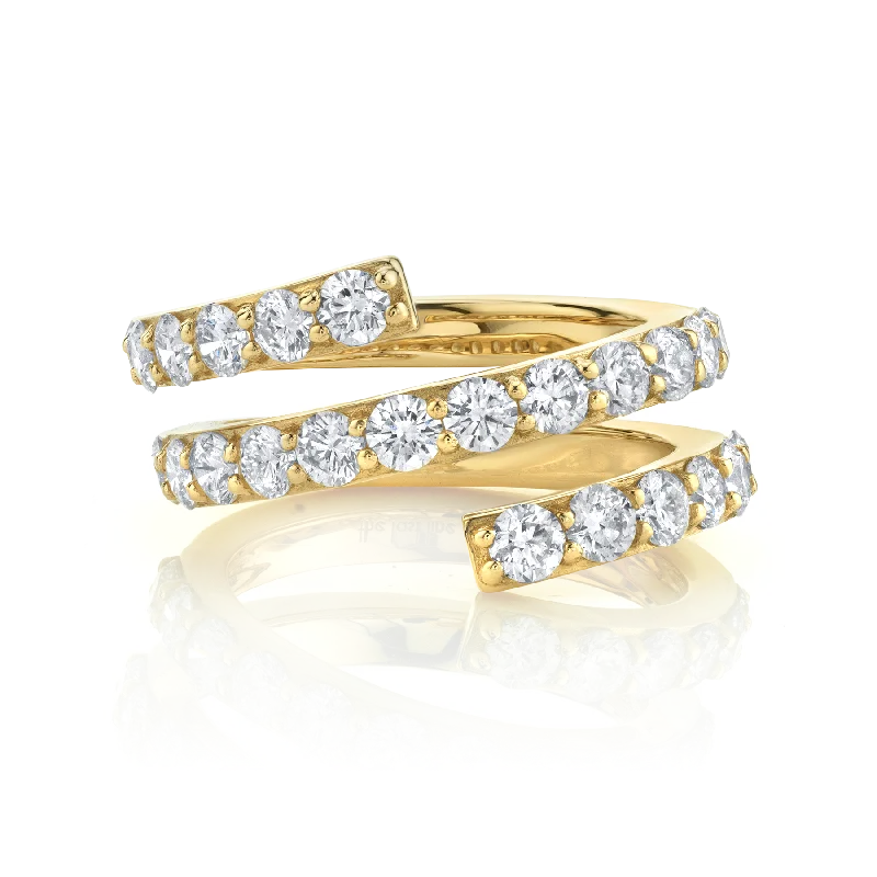 Double Twist Ring - White Diamond / 14k Yellow Gold