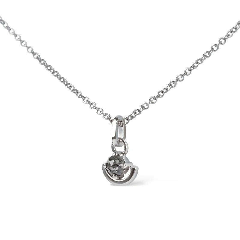 Layered Heart Pendant Necklace-Cradled Diamond Necklace, 14k White Gold