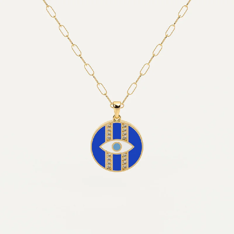 Gold-Plated Necklace-Guardian Diamond Double Stripe Evil Eye Necklace