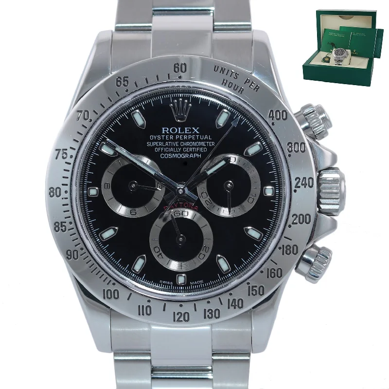 Men’s Stylish Watch for Fashion-2015 Random Serial Rolex Daytona 116520 Black Steel Watch Box