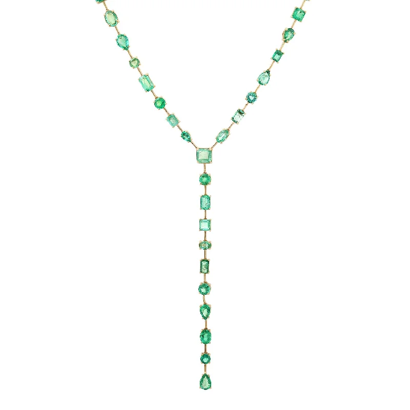 Chain with Pendant Necklace-Emerald Y Necklace