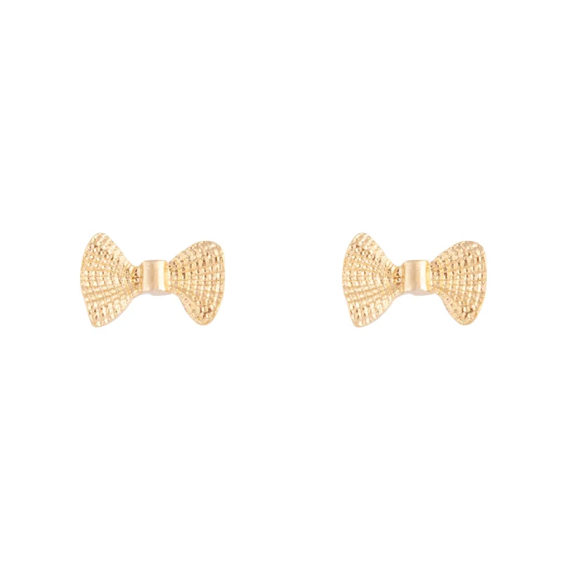 Sassy Ear Climbers-Gold Metal Bow Stud Earrings