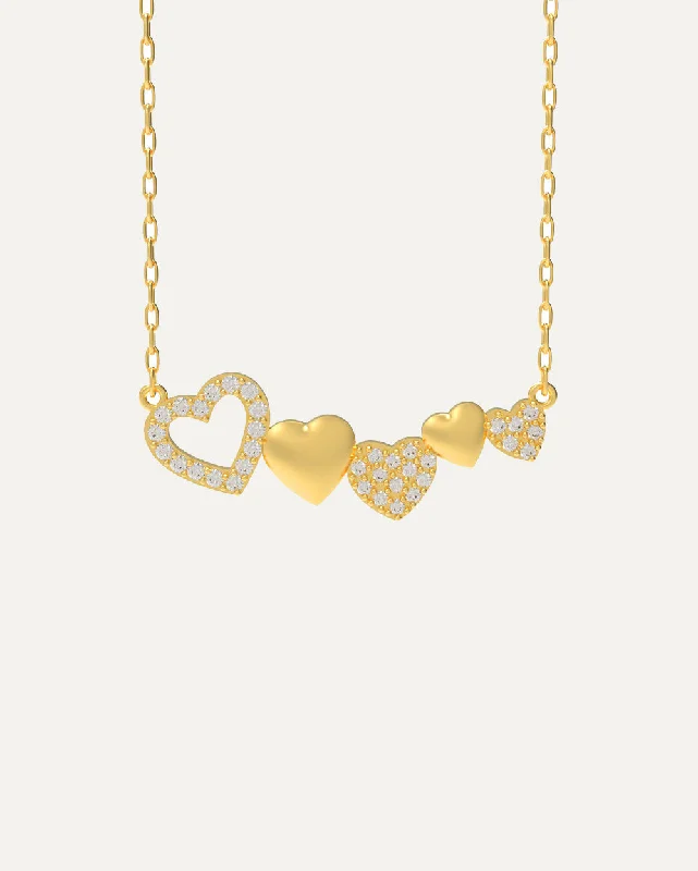 Custom Heart Pendant Necklace-Diamond Hearts Necklace