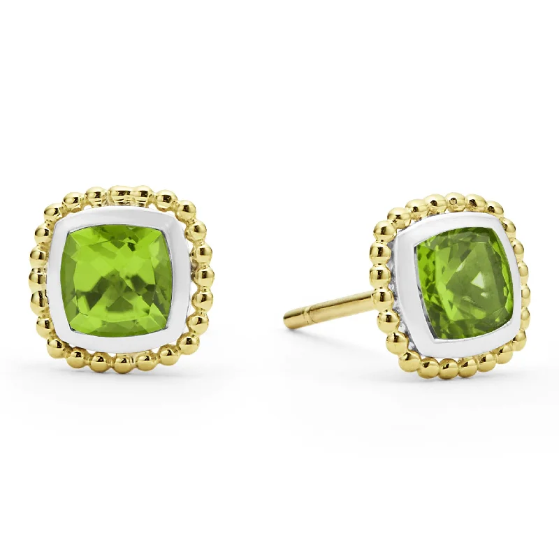 Fun Hoop Earrings-Rittenhouse Two-Tone Peridot Stud Earrings