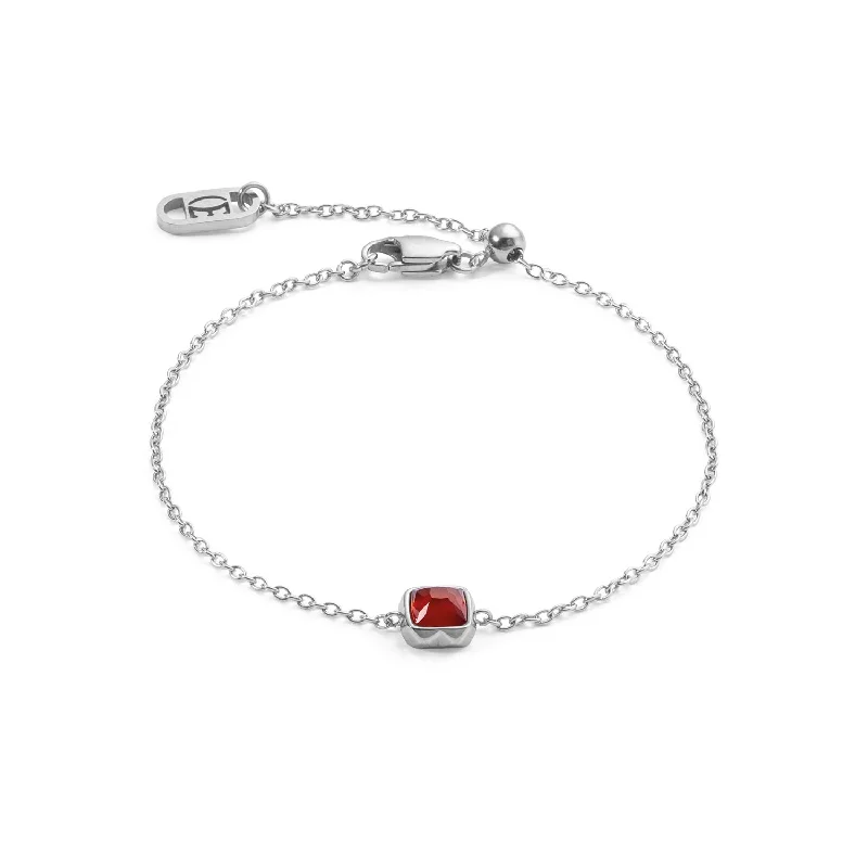 Men’s Custom Bracelet-Coeur De Lion January Birthstone Red Agate Bracelet