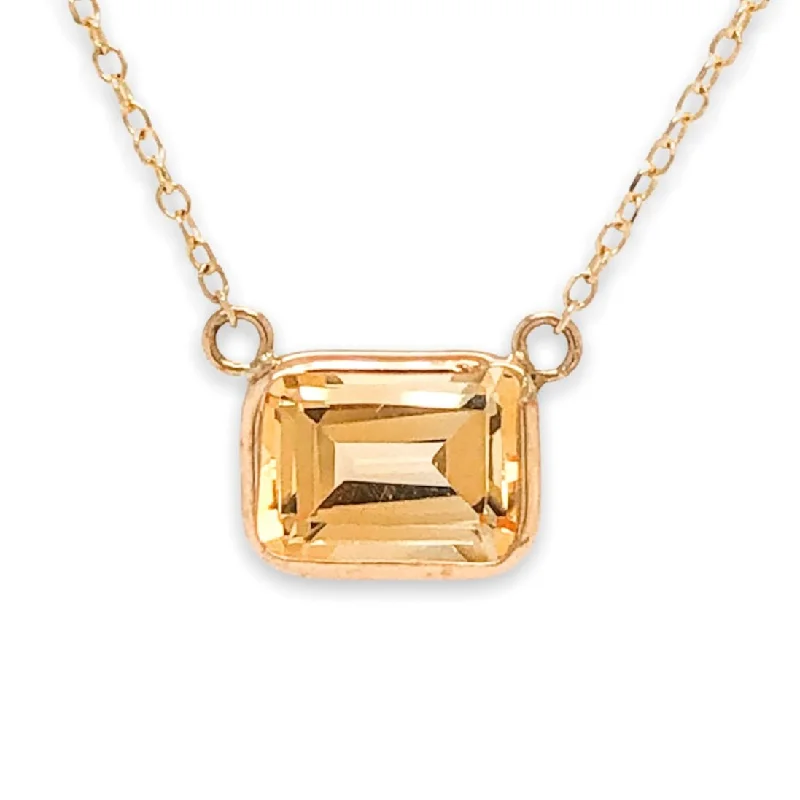 Modern Diamond Necklace-14K Y Gold 8X6mm Citrine Necklace