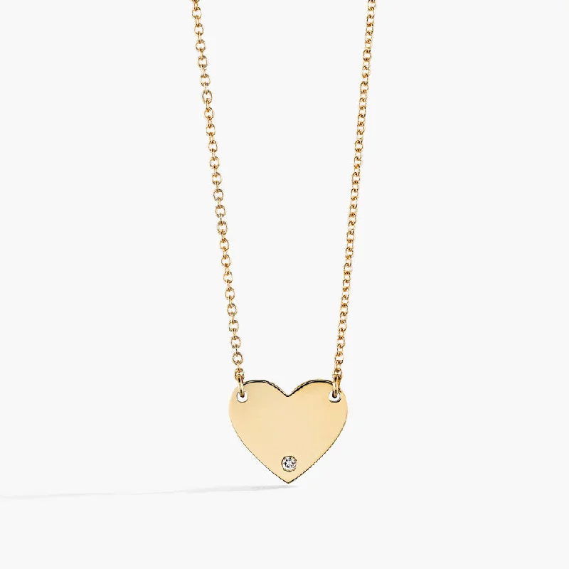 Silver Double Layer Necklace-Engravable Heart Necklace - 14K Yellow Gold (RTS)