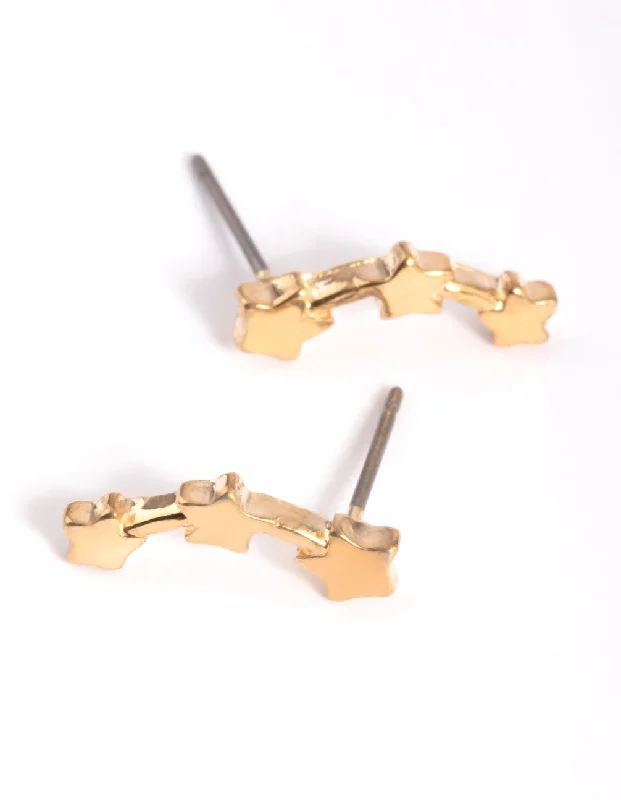 High-End Earrings-Gold Shooting Star Stud Earrings