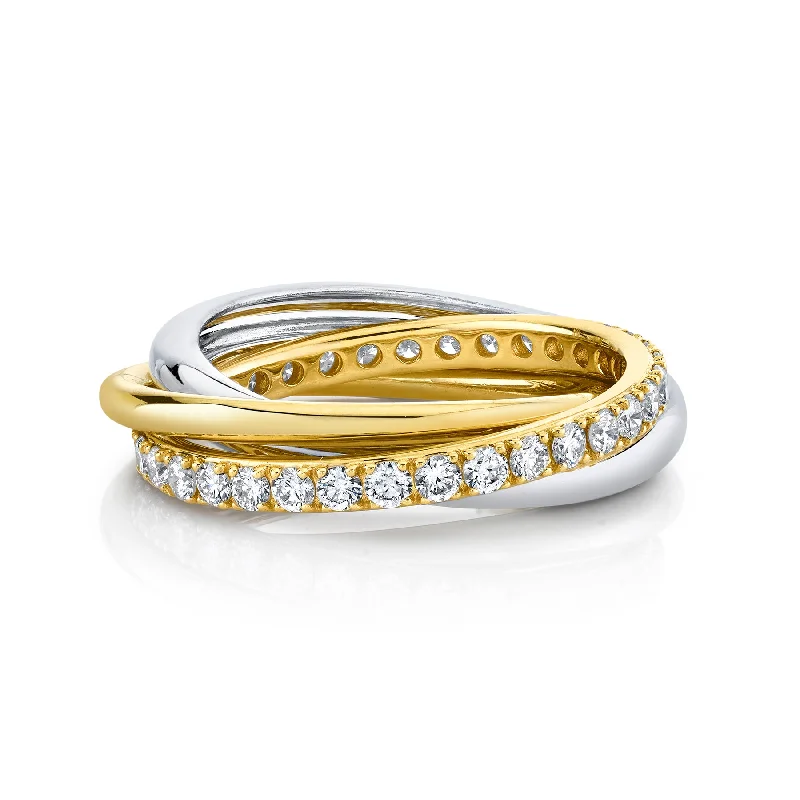 With a Twist Date Ring - White Diamond / 14k Yellow Gold and Sterling Silver