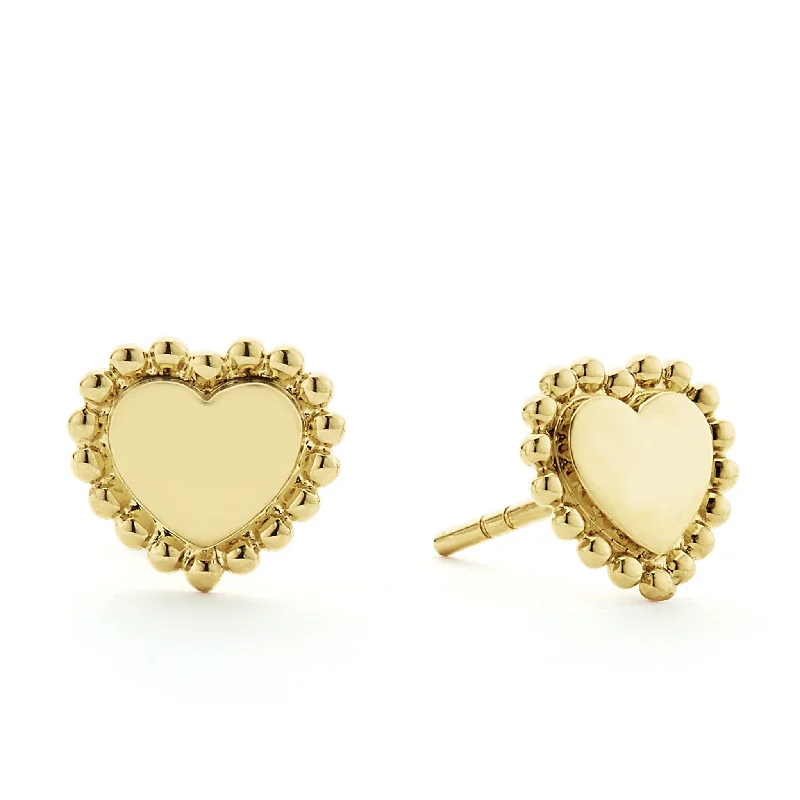 Stylish Hoop Earrings-KSL 18K Gold Heart Stud Earrings