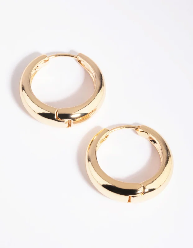 Vintage Gold Earrings-Gold Huggie Hoop Earrings