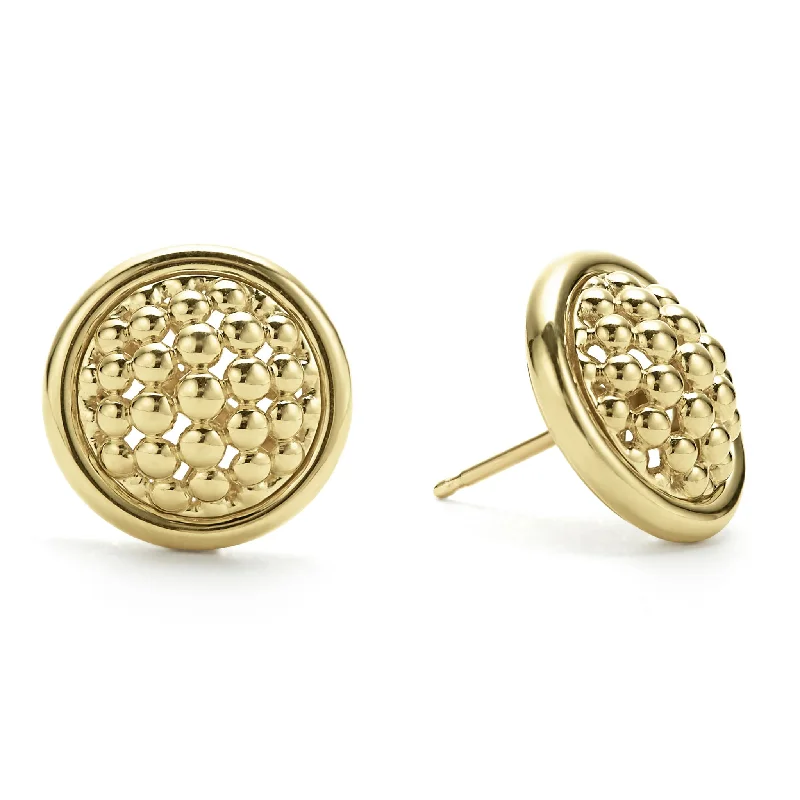 Geometric Hoop Earrings-Meridian 18K Gold Caviar Stud Earrings