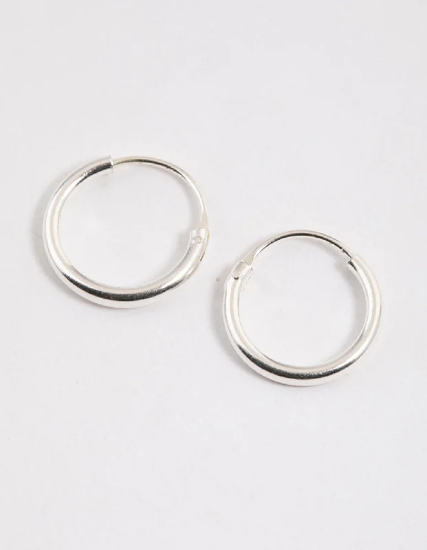 Elegant Chandelier Earrings-Sterling Silver Mini Polished Hoop Earrings