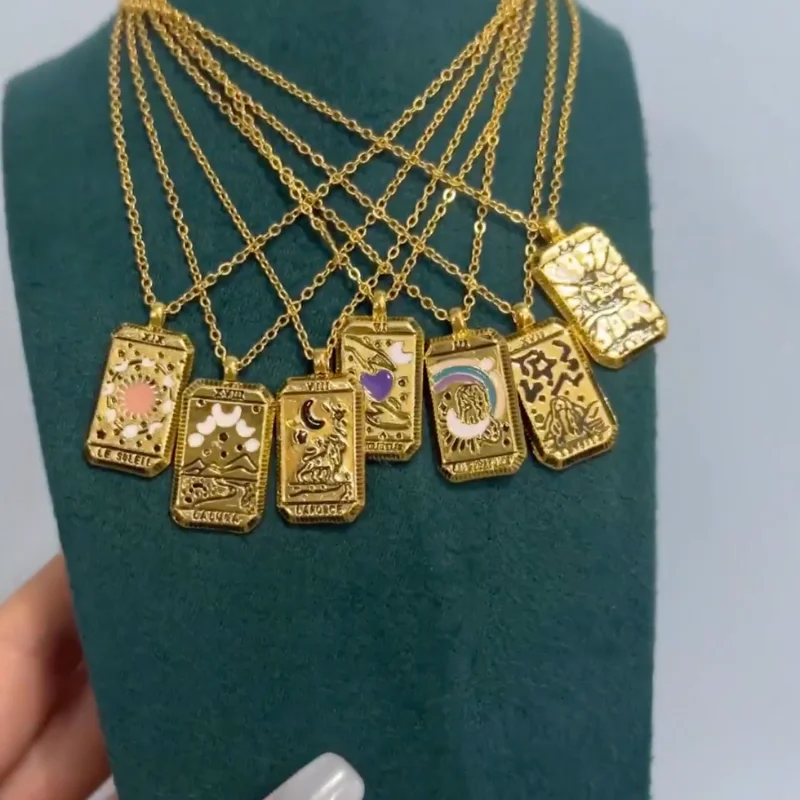 Designer Gold Necklace-Tarot card necklaces