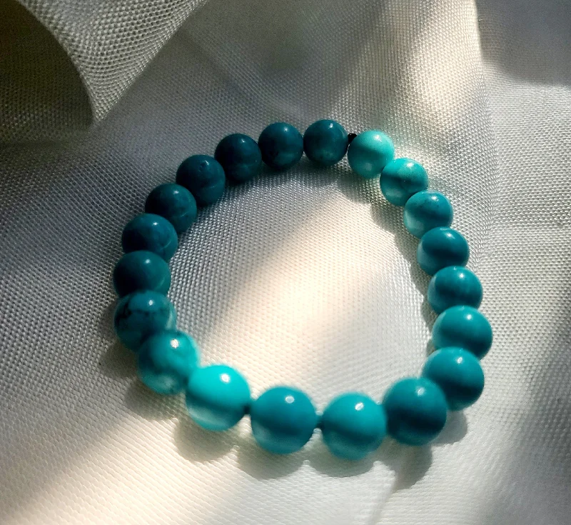 Simple Metal Bracelet-Turquoise Throat Chakra Bracelet