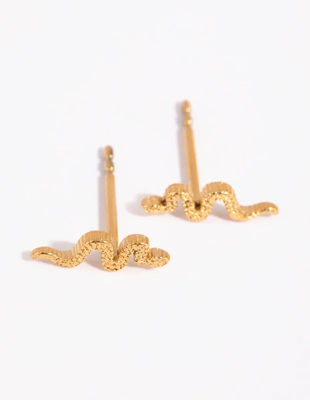 Personalized Name Earrings-Gold Plated Surgical Steel Snake Stud Earrings