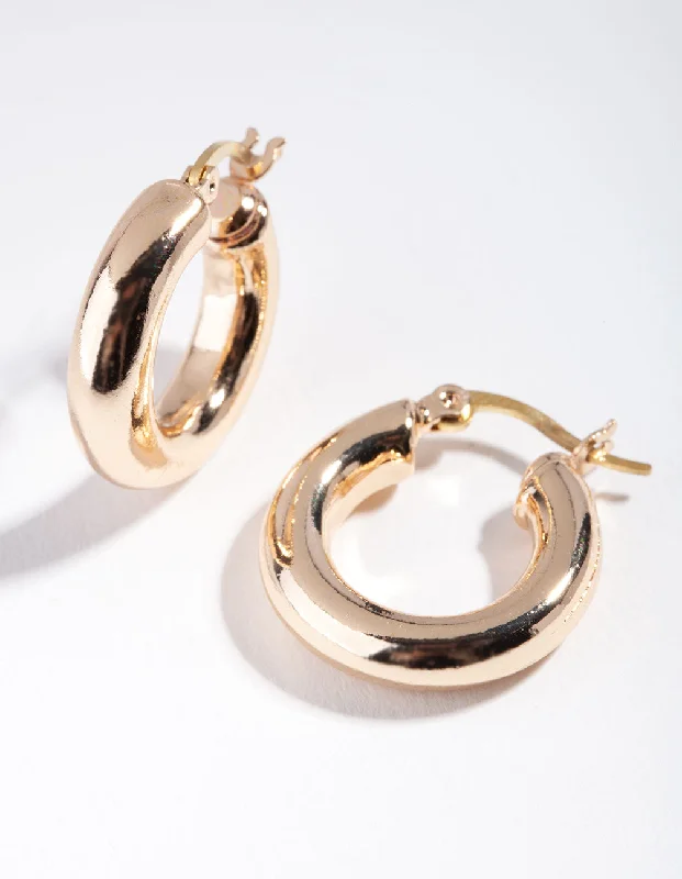 Rhinestone Stud Earrings-Gold Simple Circle Hoop Earrings