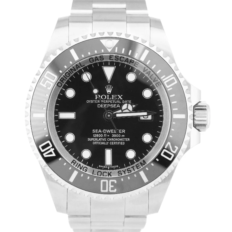 Solar Powered Sports Watch for Men-Rolex Sea-Dweller Deepsea Stainless Steel 44mm Black Ceramic Dive Watch 116660