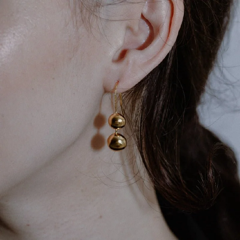 Chic Gold Stud Earrings-'Petra' Double Drop Earrings