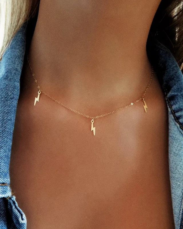 Cute Charm Necklace-Triple Lightning Bolt Necklace