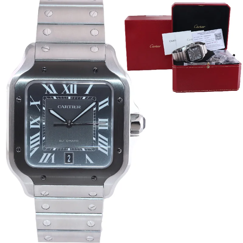 Women’s Trendy Digital Watch-PAPERS Cartier Santos 100 XL 4072 38mm Automatic Steel Roman Grey Date Watch