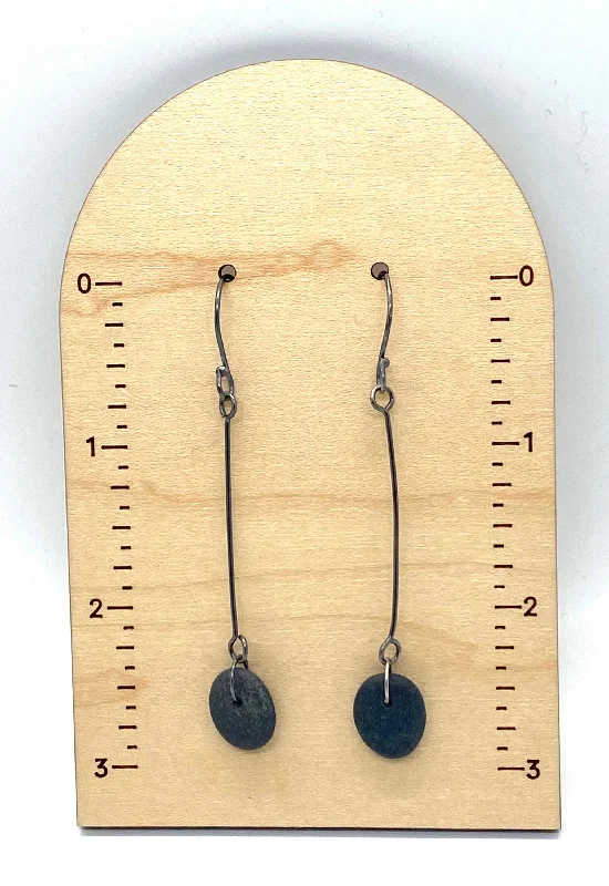 Silver Chain Earrings-Long Rock Earrings