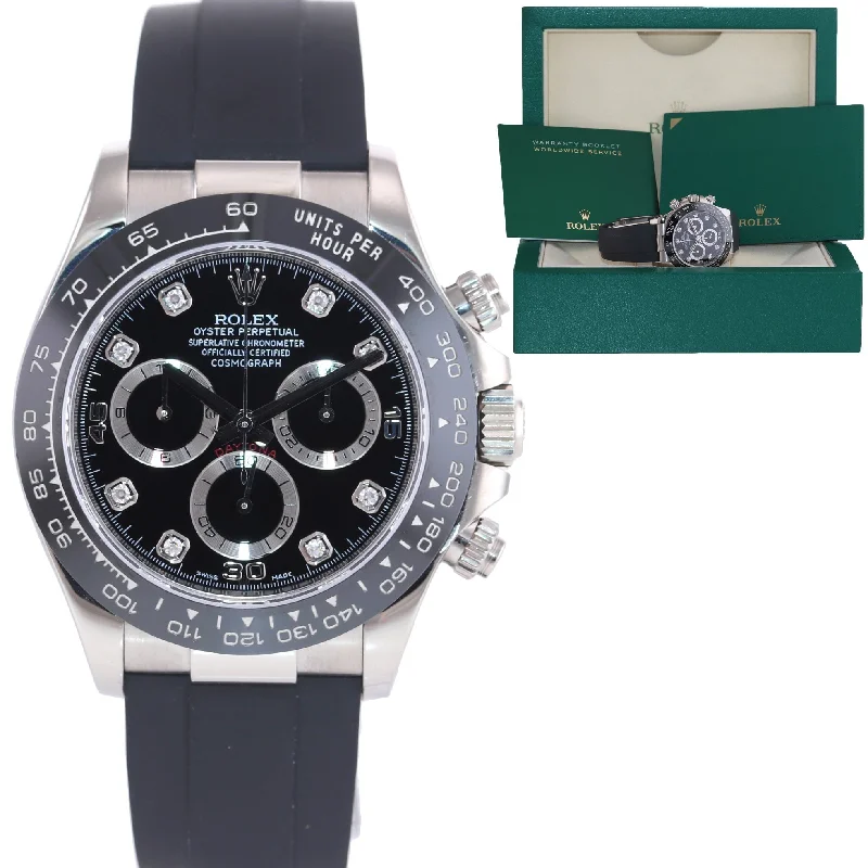 Waterproof Men’s Sports Watch-2021 Rolex Daytona Cosmograph 116519LN White Gold Ceramic Diamond Black Watch