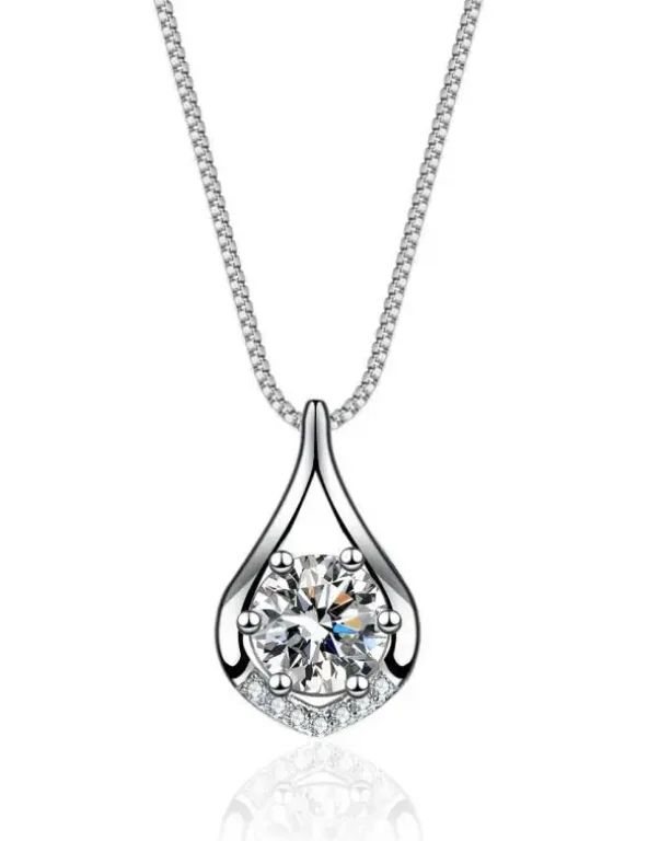 Unique Crystal Pendant Necklace-Teardrop Pendant Necklace | S925 | Moissanite