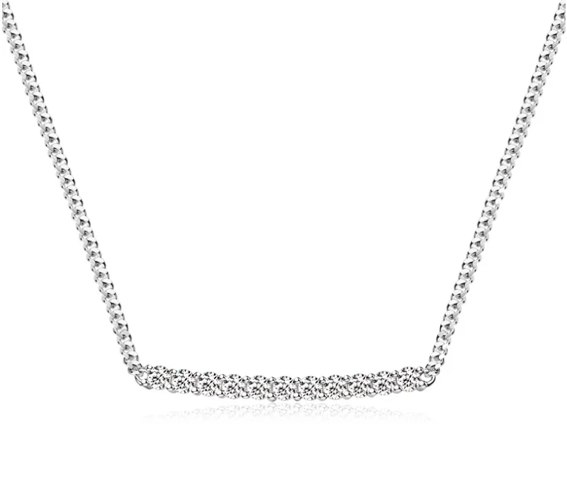 Simple Birthstone Necklace-Diamond Row Necklace | S925 | Moissanite 18K White Gold