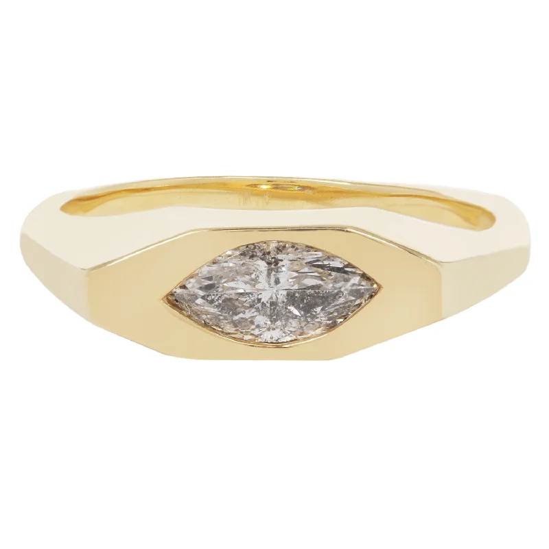 Speckled Eye Marquise Signet Ring