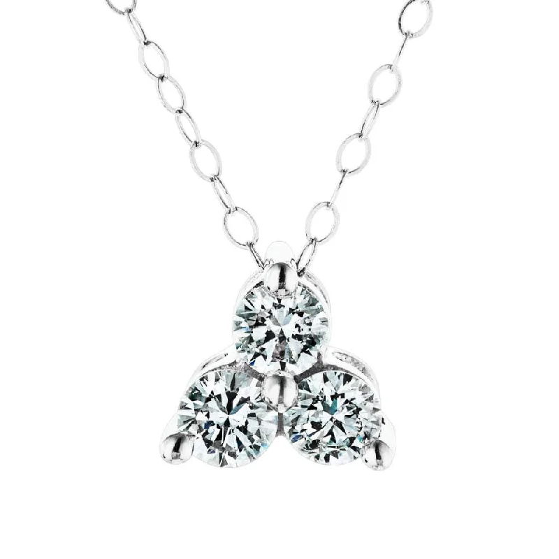 Luxurious Diamond Necklace-3 Stone Cluster Necklace