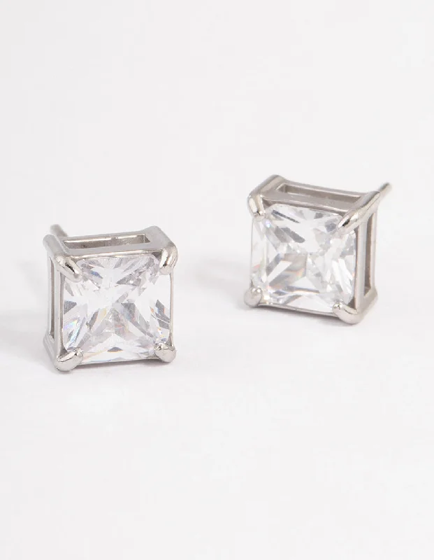 Adjustable Drop Earrings-Surgical Steel Cubic Zirconia Cube Stud Earrings