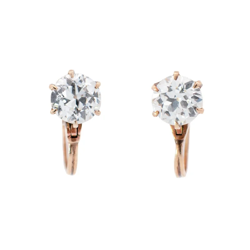 Dainty Gold Earrings-Victorian 1.80ctw Old European Diamond stud Earrings