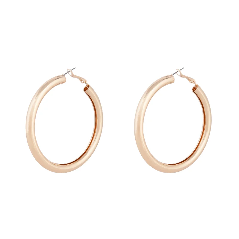 Long Dangle Earrings-Polished Gold Tube Hoop Earrings