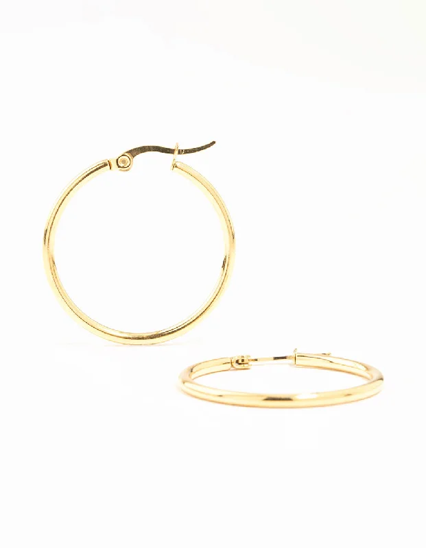 Sassy Ear Climbers-Waterproof Gold Plated Stainless Steel Fine Hoop Earrings