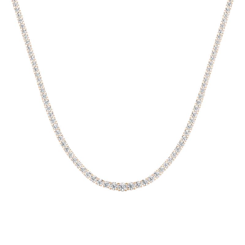 Bridal Pearl Necklace-Riviera Round Diamond Tennis Necklace