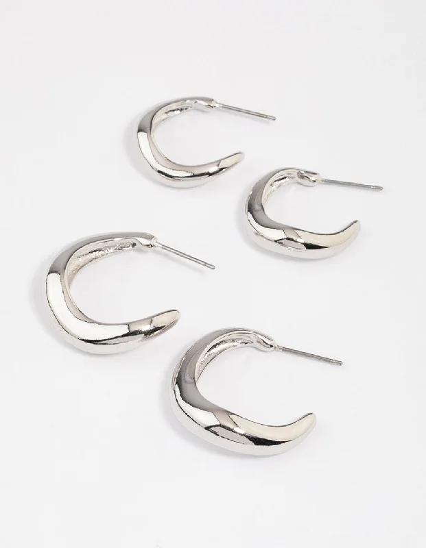 Swarovski Crystal Earrings-Silver Wave Match Hoop Earrings Pack